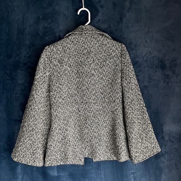 Susan Bristol Tweed Wool Blend Gray Black Snap Blazer Coat Womans Size Small‎ - Picture 4 of 7
